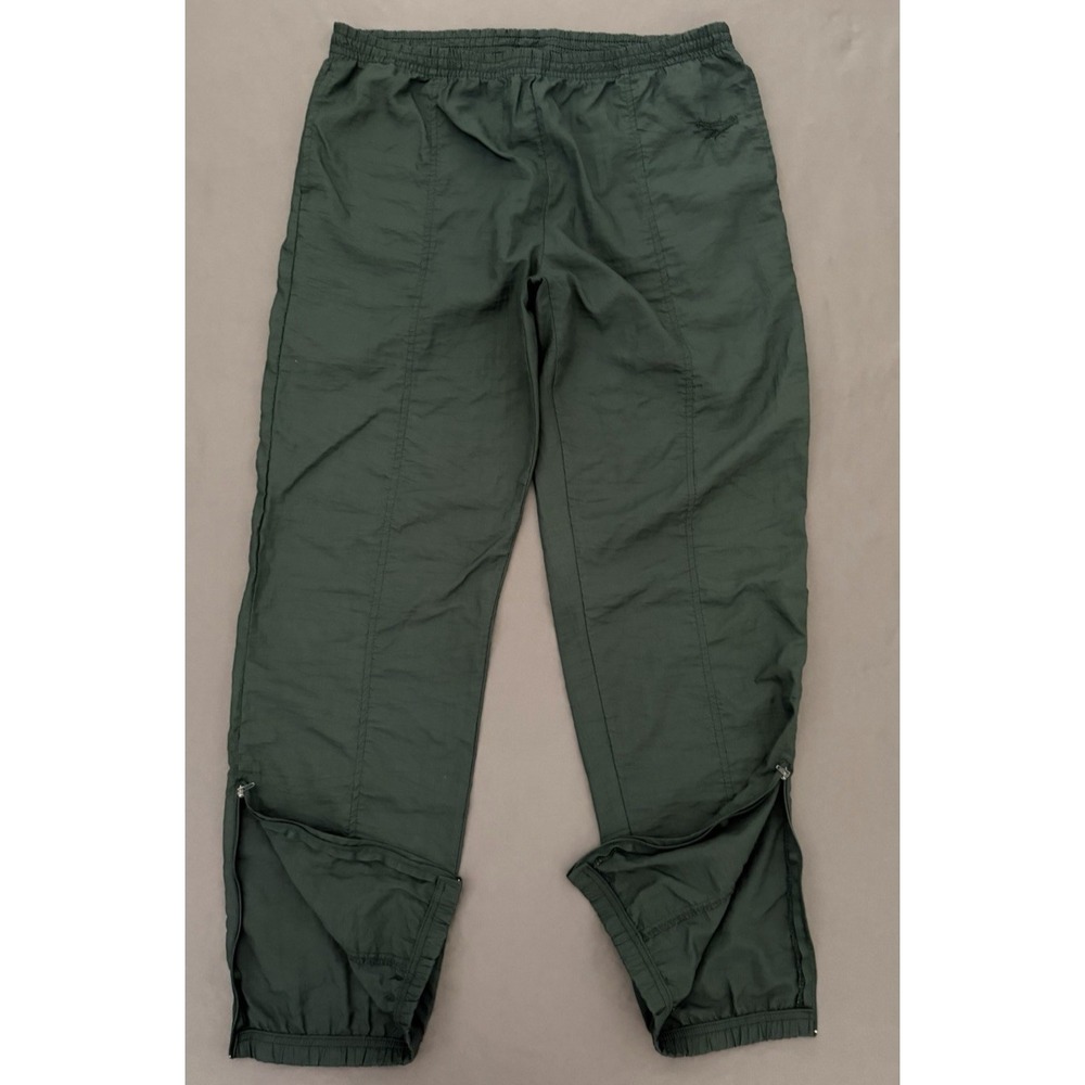 Vintage Reebok Track Pants Mens Large Green Windbreaker Jogger Logo Out 90s